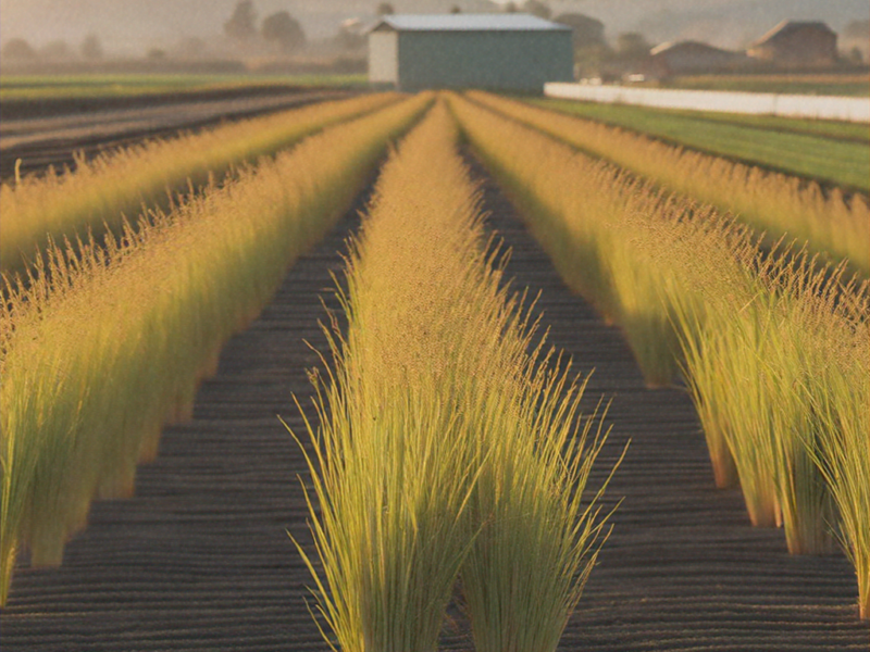 High-quality visualization of japanese sedge cultivation in california (usa): doctor intelligence (diseases) – varieties, soil & harvest featuring advanced farming techniques, hydroponics, and sustainable agriculture.