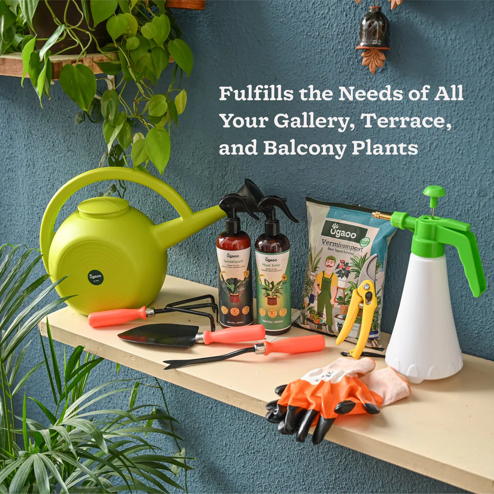 Garden Tool Kit — Multi-piece hand-tool set with trowel, cultivator, weeder and pruner for home gardening, tools & implements
