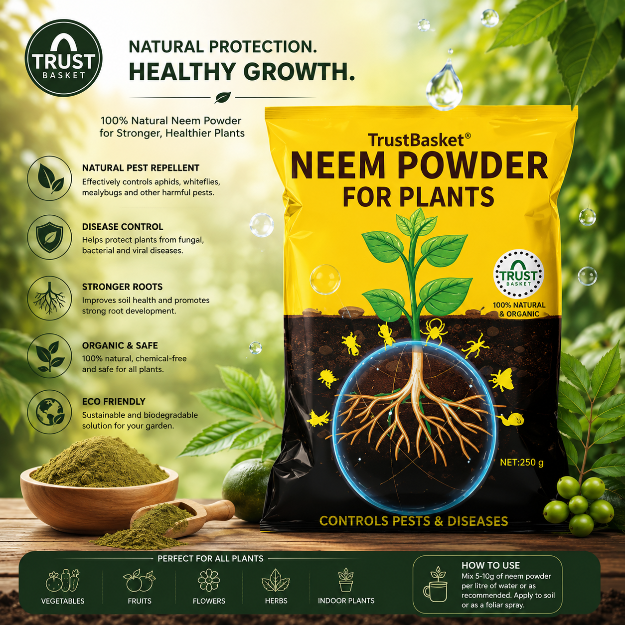 Neem Cake Powder — Organic neem-seed residue that conditions soil and deters nematodes, organic & bio inputs