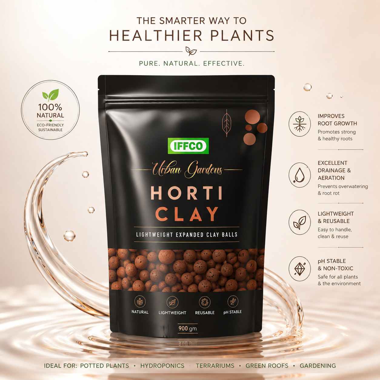 Horti Clay — LECA expanded clay balls for hydroponics, drainage and semi-hydroponic potting, soil & growing media