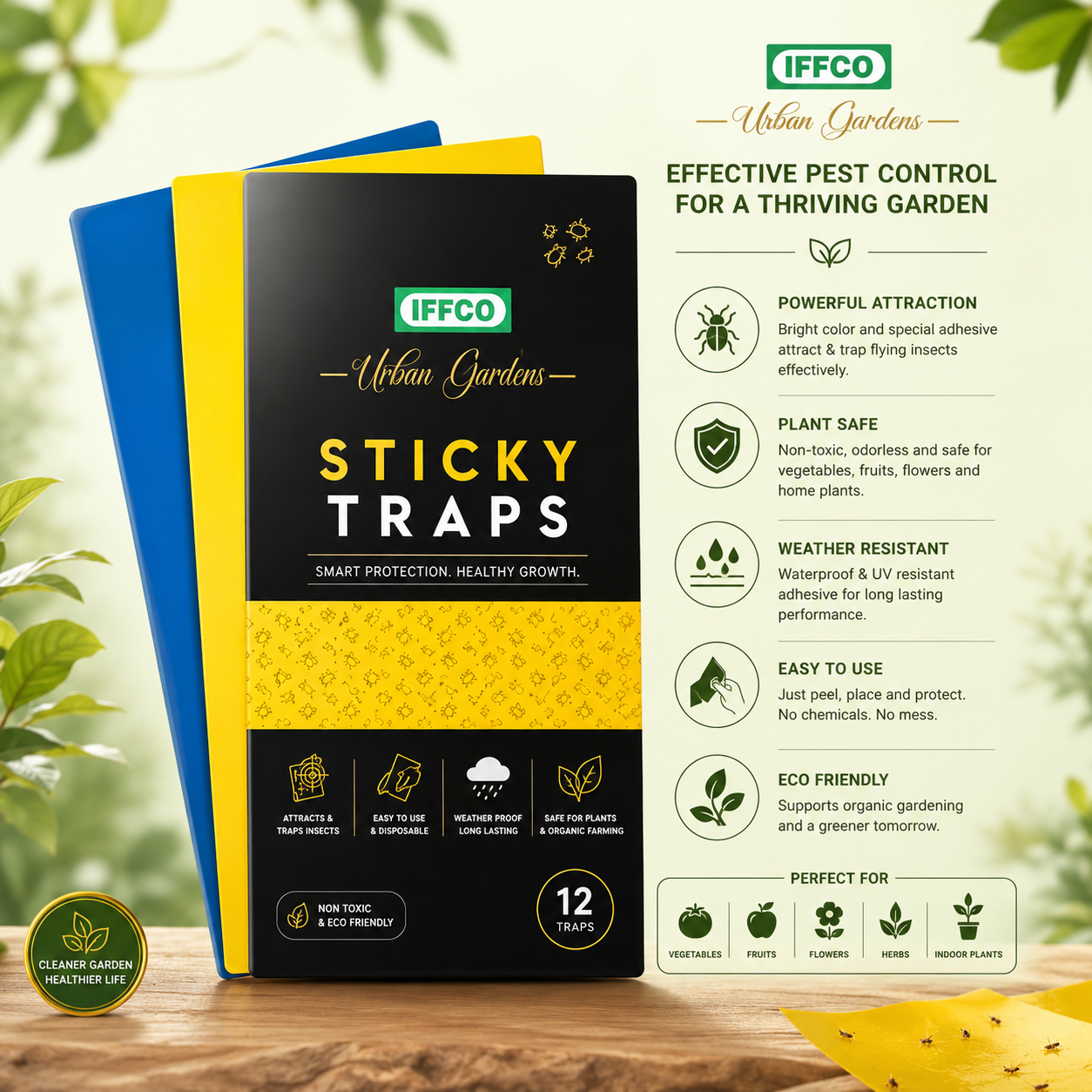 Sticky Trap Yellow — Pre-glued yellow traps that capture whitefly, aphids and other flying pests, crop protection