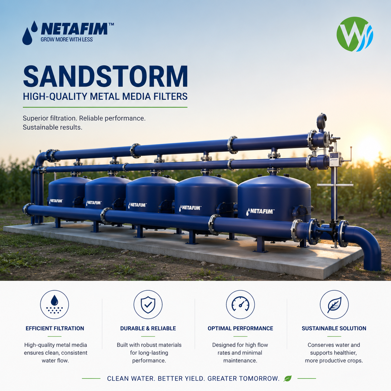 SandStorm Filter — Media filter removing sand and organic load from irrigation water, irrigation & water