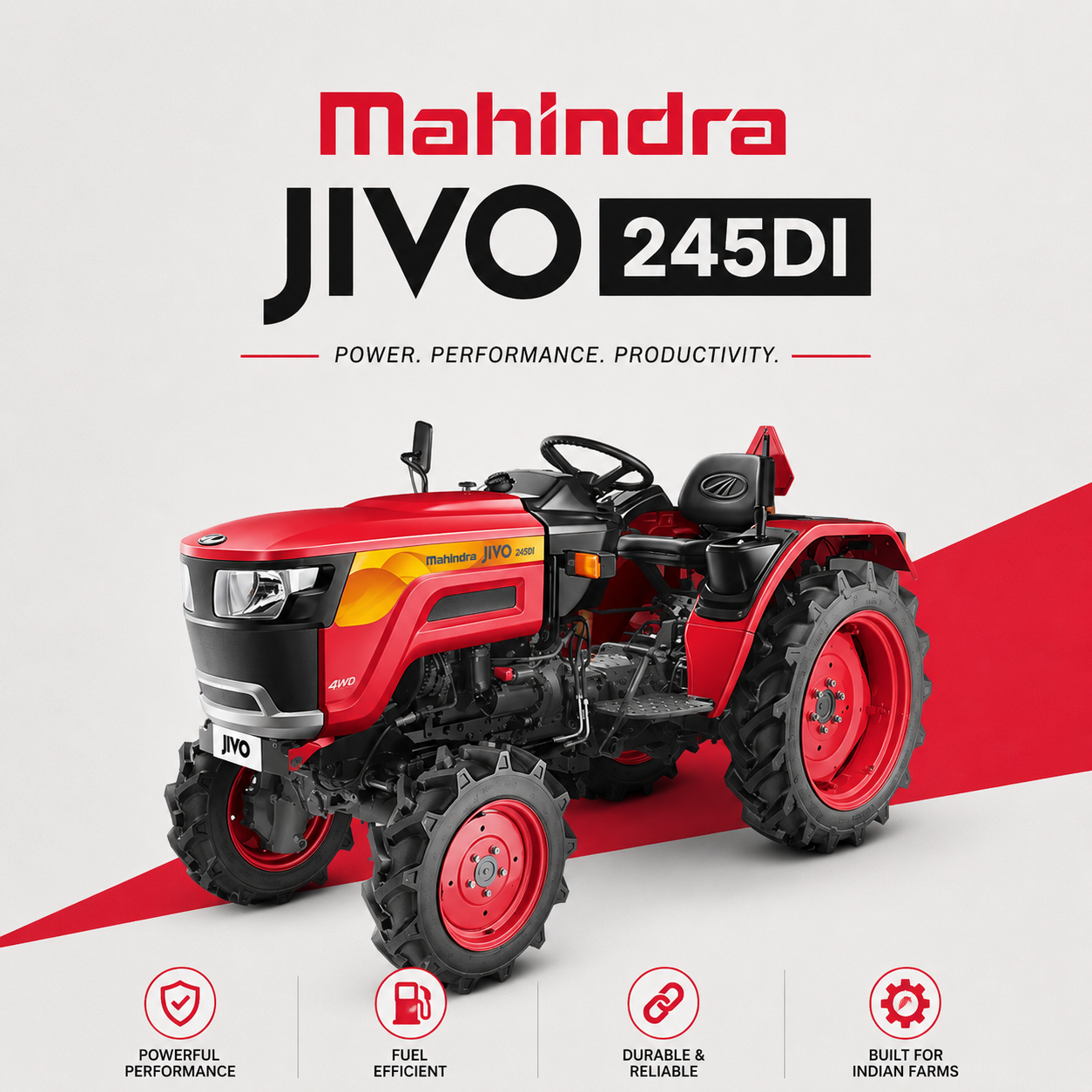 JIVO 245 DI Tractor — Compact four-wheel-drive tractor for orchards, vineyards and small holdings, machinery & equipment