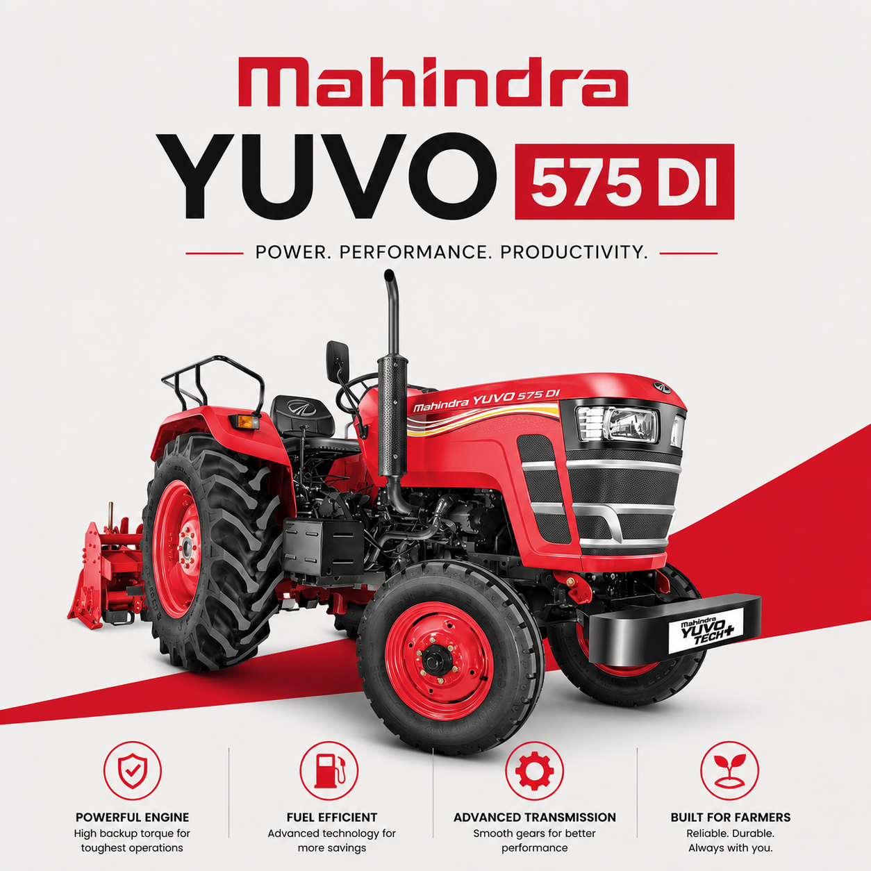 Yuvo 575 DI Tractor — Mid-range utility tractor with multi-speed transmission for mixed farming, machinery & equipment