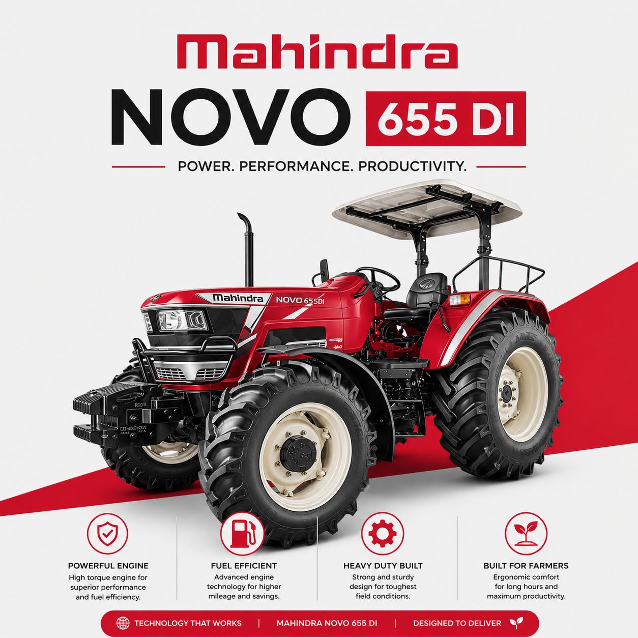 Novo 655 DI Tractor — High-horsepower tractor for heavy tillage, haulage and PTO operations, machinery & equipment
