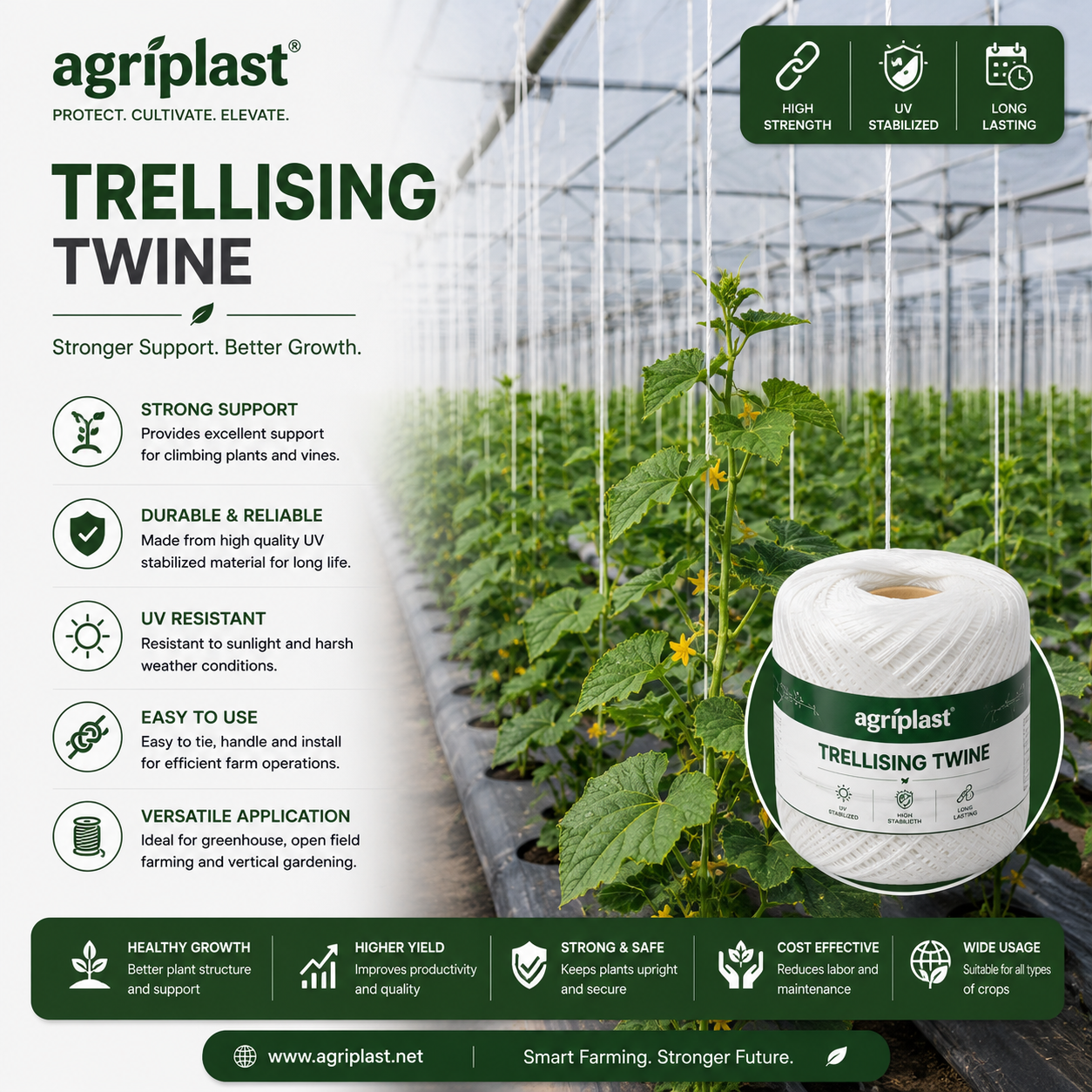 Trellising Twine — UV-resistant twine for training and supporting greenhouse crops, greenhouse & nursery
