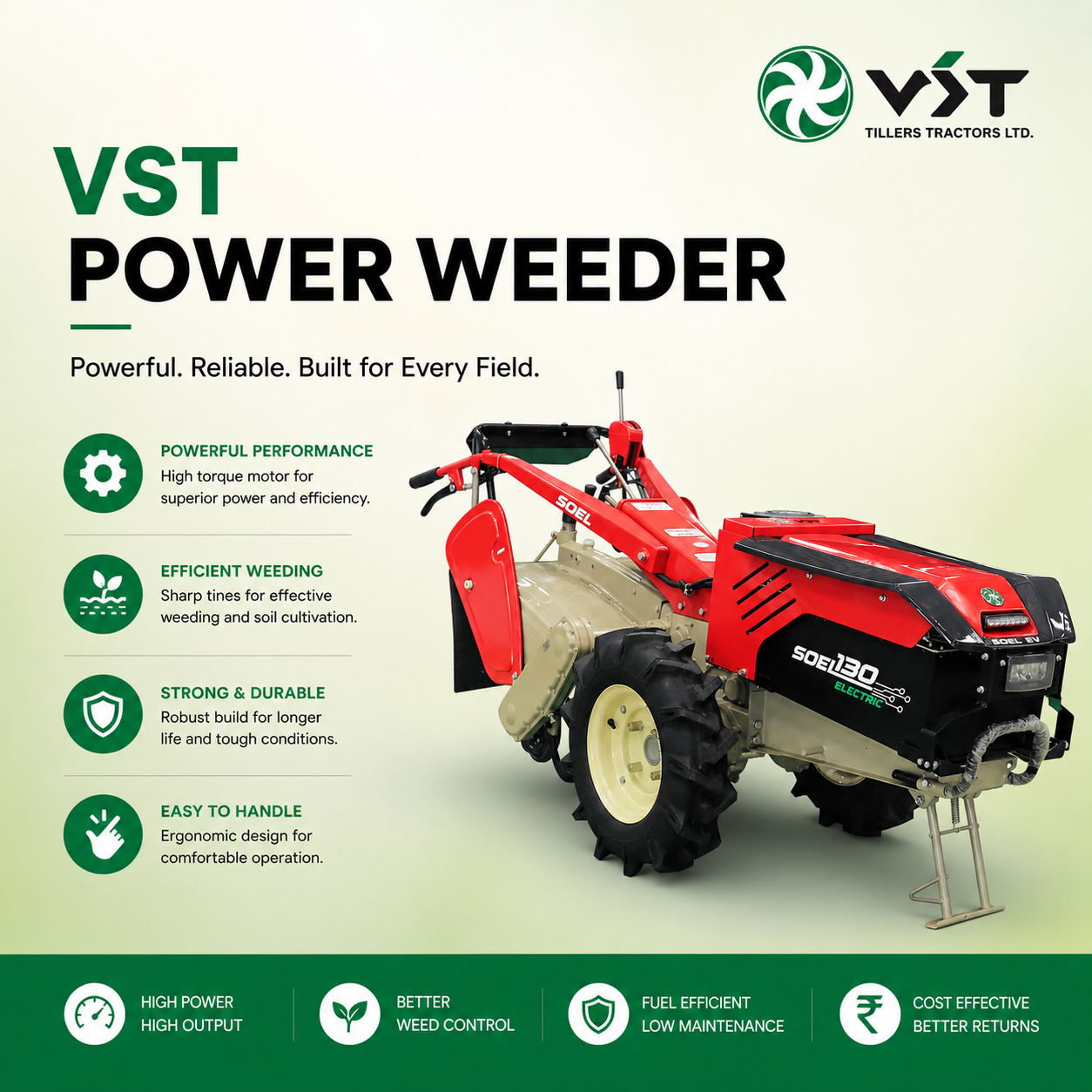 VST Power Weeder — Petrol power weeder for inter-row tillage and weed removal, machinery & equipment