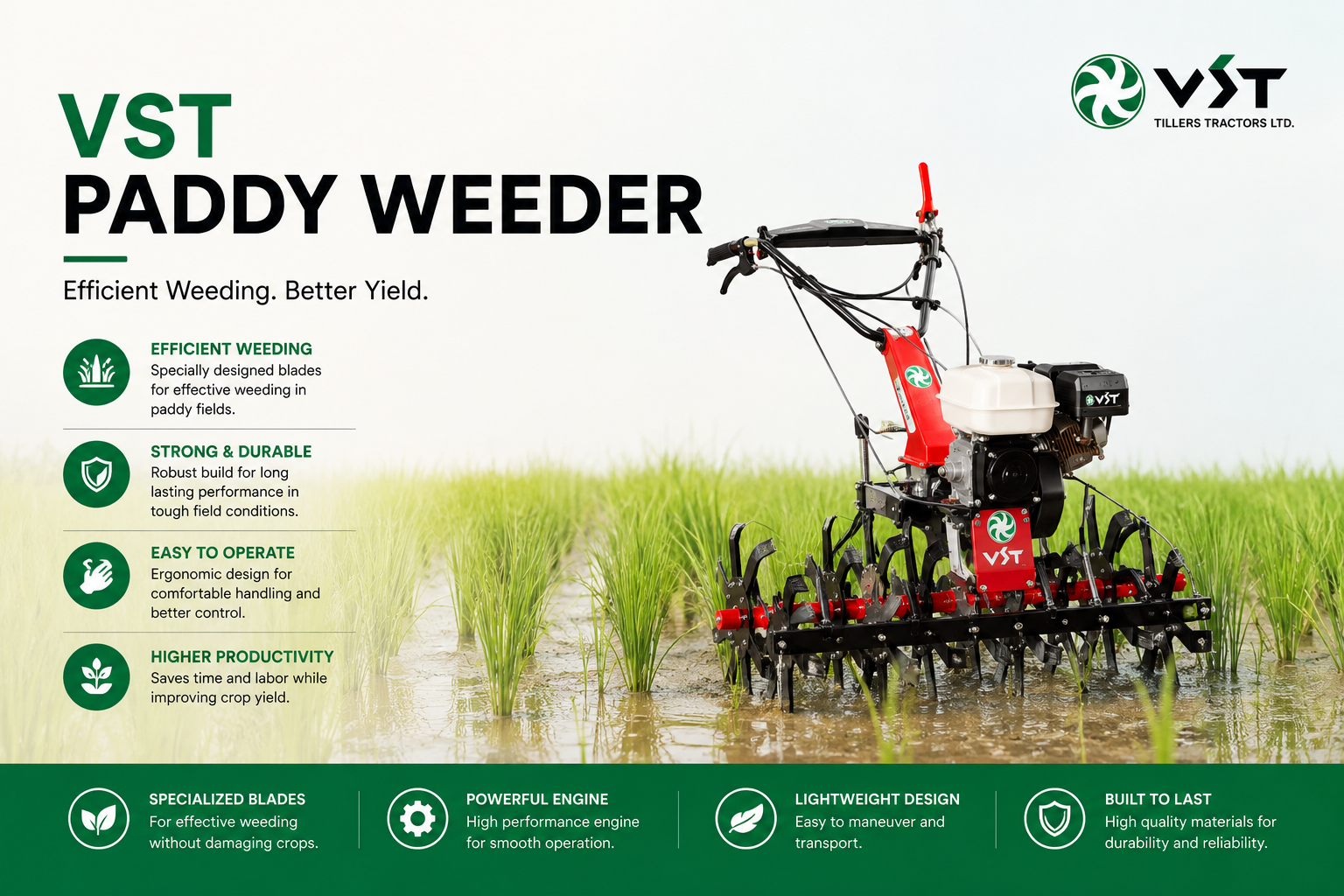 VST Paddy Weeder — Paddy-field weeder for mechanical weeding in transplanted rice, machinery & equipment