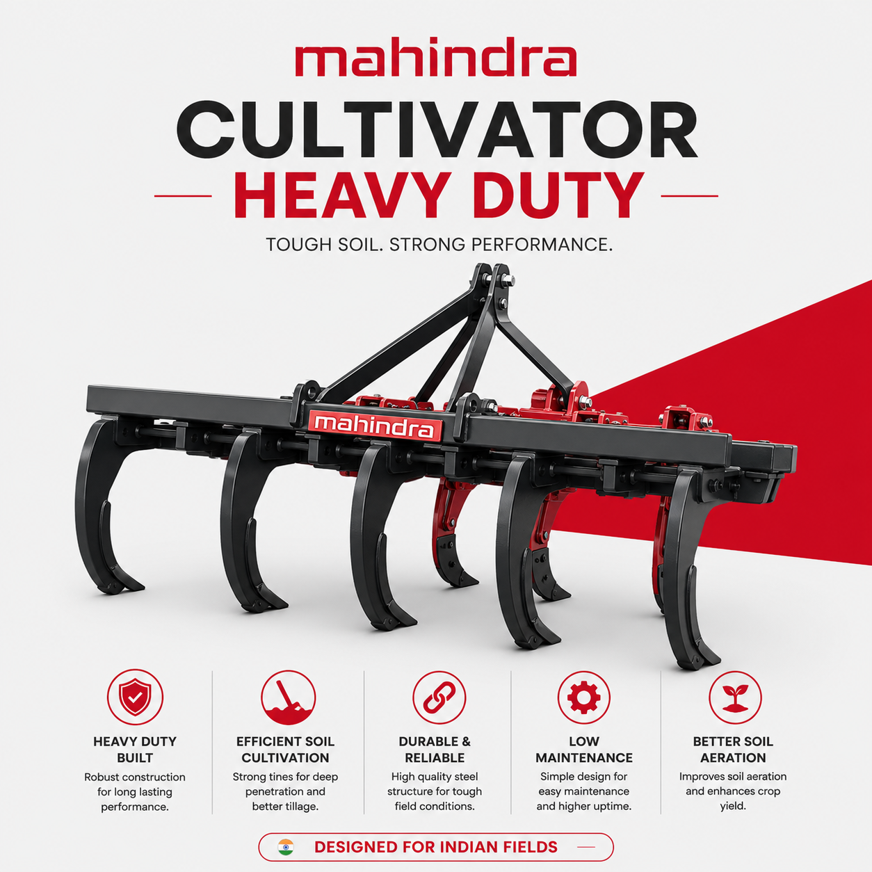 Cultivator Heavy Duty — Rugged tine cultivator for secondary tillage and weed control, machinery & equipment