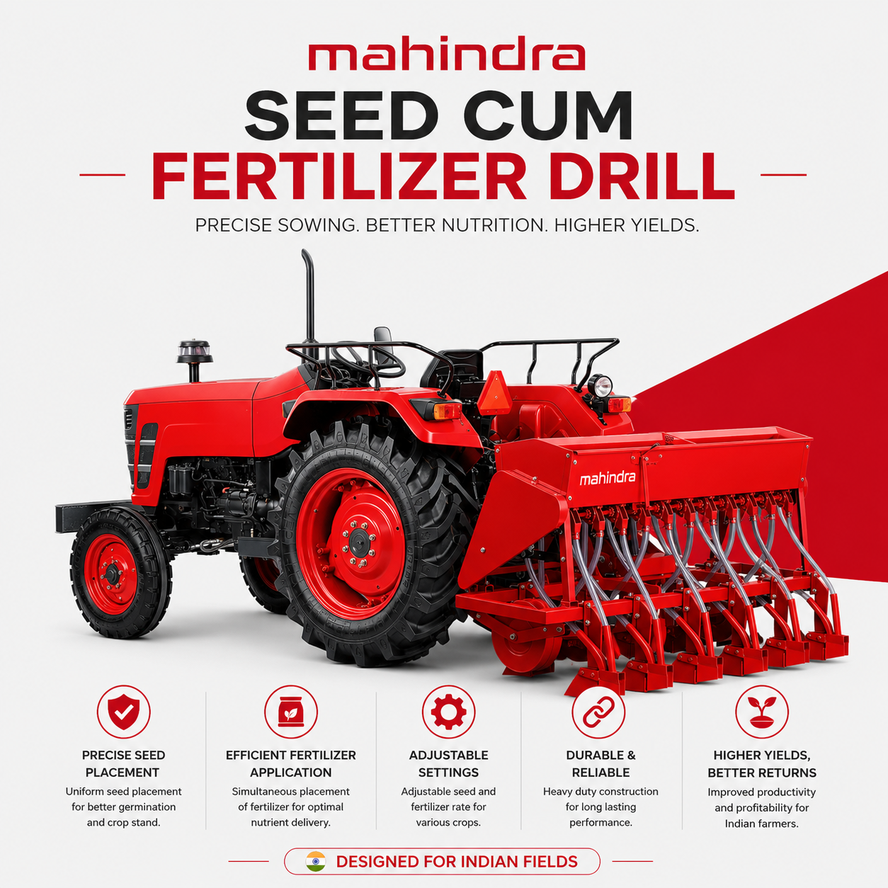 Seed Cum Fertilizer Drill — Combined drill placing seed and fertilizer at controlled depth and spacing, machinery & equipment