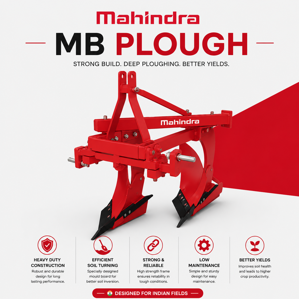 MB Plough — Mouldboard plough inverting soil for weed burial and deep tillage, machinery & equipment