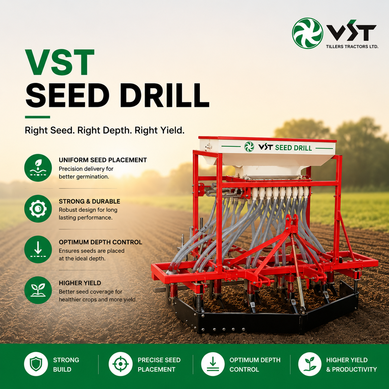 VST Seed Drill — Seed drill for accurate row sowing at uniform depth, machinery & equipment