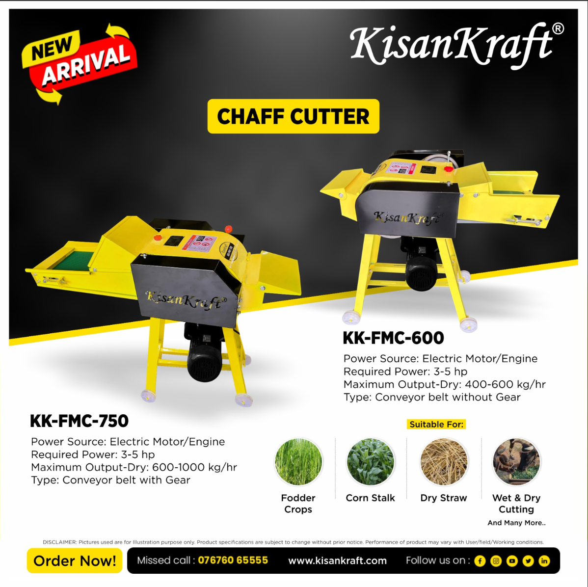Chaff Cutter KK-CC — Fodder chaff cutter that chops green and dry forage for livestock, machinery & equipment