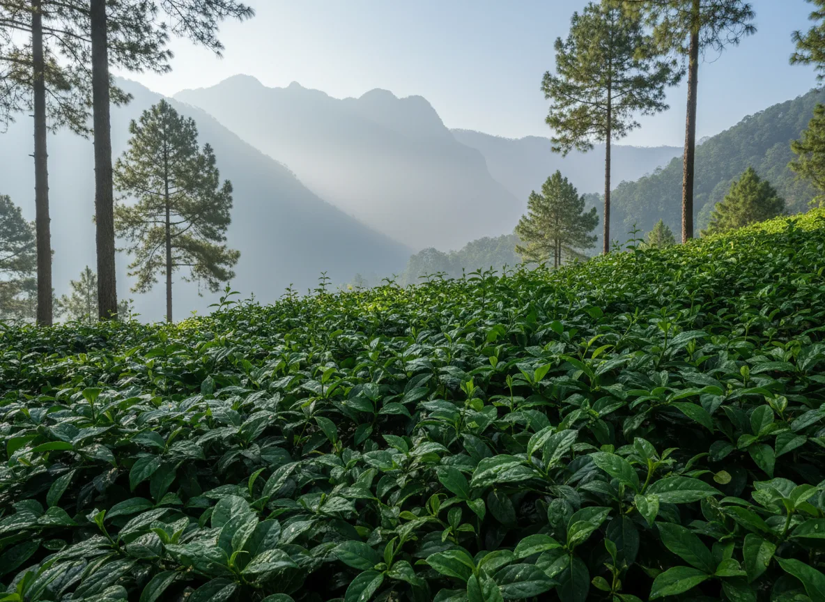 A lush, green carpet of Asian Jasmine groundcover thriving on a slope in the hills of Uttarakhand, India.